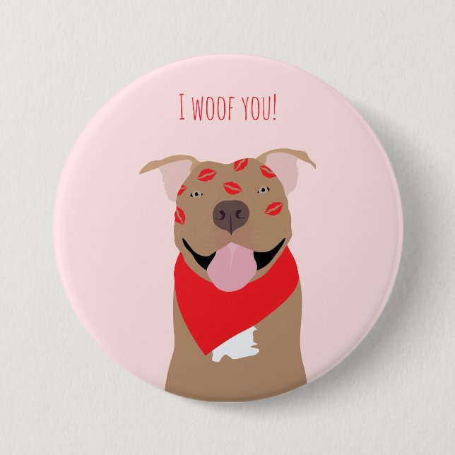 I Woof you American Bulldog Kiss Marks Button (Vorderseite)