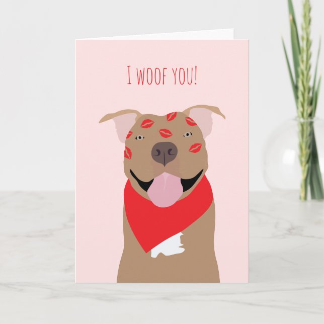 I Woof you American Bulldog Kiss Marks Karte (Vorderseite)