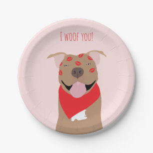 I Woof you American Bulldog Kiss Marks Pappteller