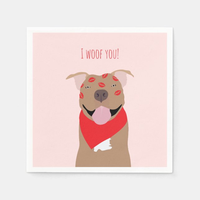 I Woof you American Bulldog Kiss Marks Serviette (Vorderseite)