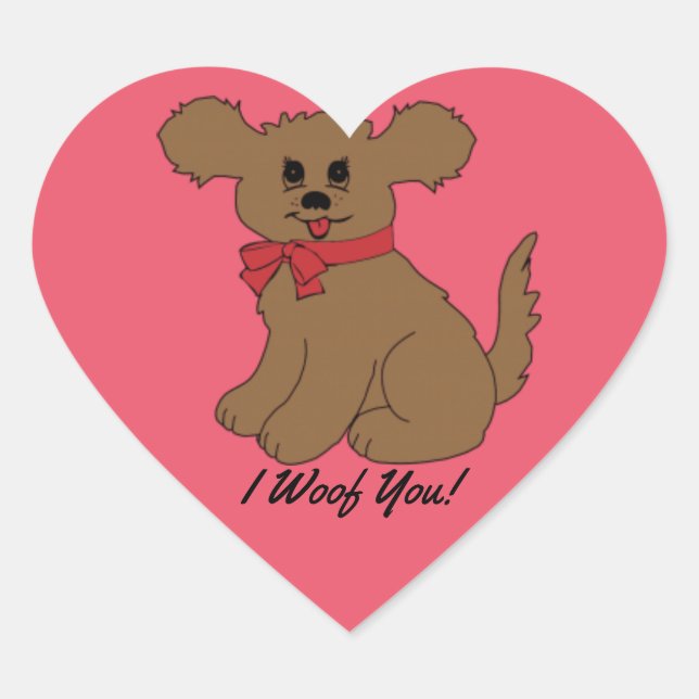I Woof You Dog Herz-Aufkleber (Vorderseite)