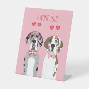 I Woof you Great Dane Hunde Pink Red Sockelschild