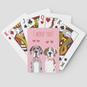 I Woof you Great Dane Hunde Pink Red Spielkarten