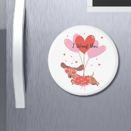 I Woof You Niedlich Dackel Hund Red Heart Balloons Magnet