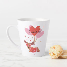 I Woof You Niedlich Dackel Hund Red Heart Balloons Milchtasse