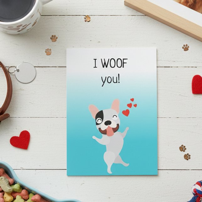 I Woof You Niedlich Liebe Dog Jubiläum Karte (Von Creator hochgeladen)