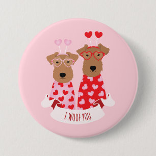i Woof You Valentine Wire Fox Terrier Dogs Button
