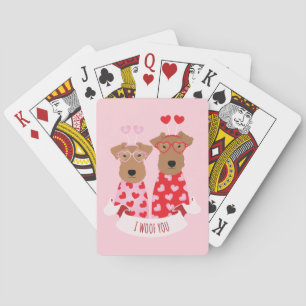 i Woof You Valentine Wire Fox Terrier Dogs Spielkarten