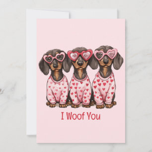 I Woof You Valentinstag Dackel Hunde Feiertagskarte