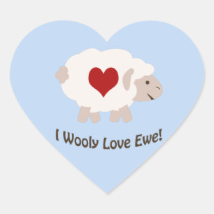 I Wooly Liebe Ewe Herz-Aufkleber