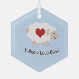 I Wooly Liebe Ewe Ornament Aus Glas