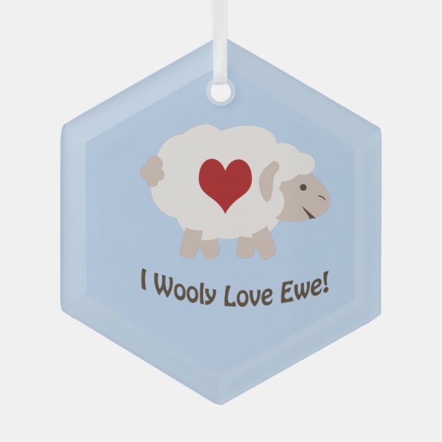 I Wooly Liebe Ewe Ornament Aus Glas (Vorderseite)