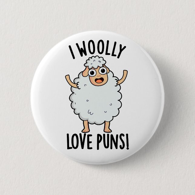 I Wooly Liebe Puns Funny Sheep Puff Button (Vorderseite)