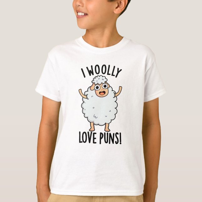 I Wooly Liebe Puns Funny Sheep Puff T-Shirt (Vorderseite)