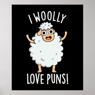 I Wooly Liebe Puns Funny Sheep Pun Dark BG Poster