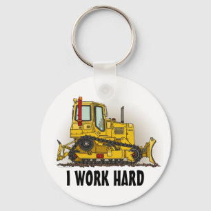 I Work Hard Big Bulldozer Dozer Key Chain Schlüsselanhänger