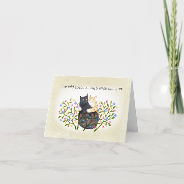 I would spend my 9lives with you cat anniversary  karte (Vorderseite)