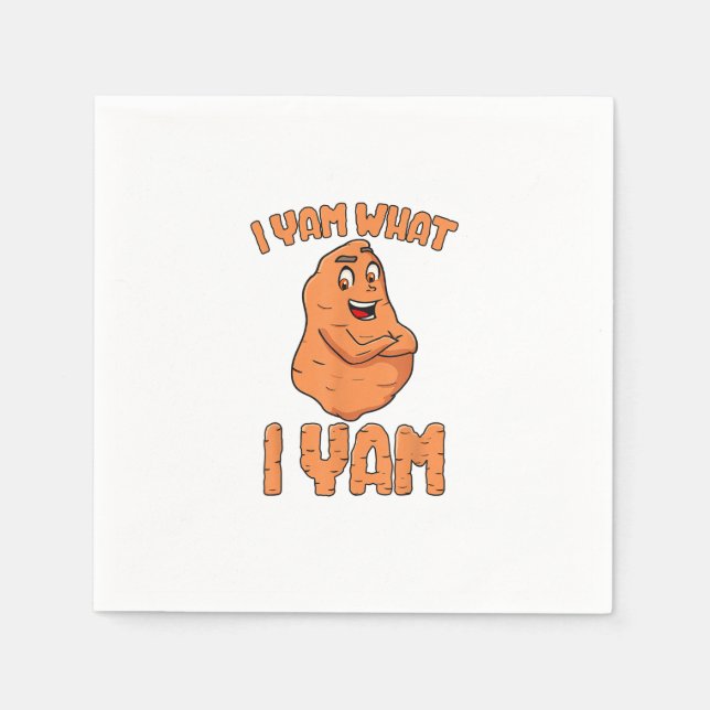 I Yam Was ich Yam Sweet Potato Funny Erntedank Serviette (Vorderseite)