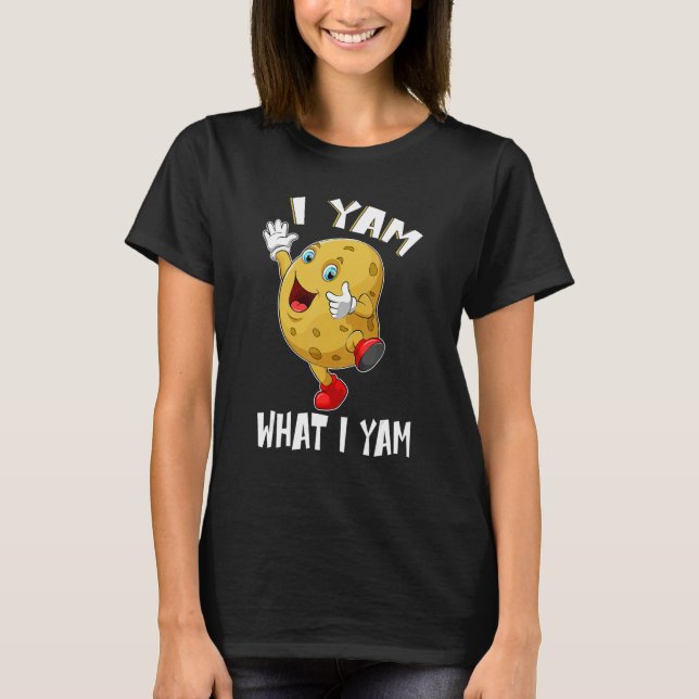 I Yam What I Yam Dancing Sweet Potato Thanksgiving T-Shirt (Vorderseite)