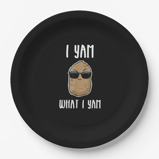 I Yam What I Yam Funny Yam Sweetpotato Pappteller (Vorderseite)