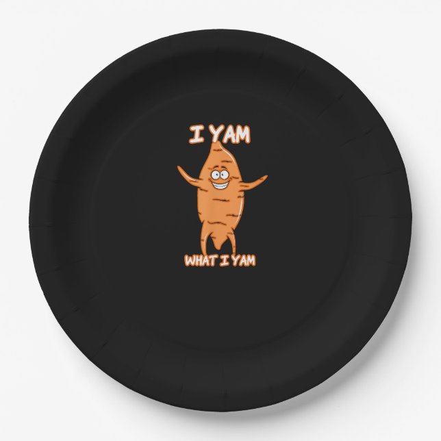 I Yam What I Yam Sweet Potato Erntedank Pappteller (Vorderseite)