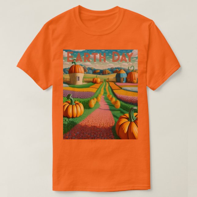IA Art Jour des terres Citrouille Patch T-Shirt (Design devant)