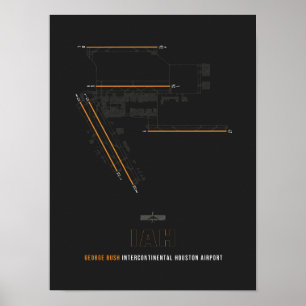 IAH - Houston Airport Runway Diagramm Art Poster