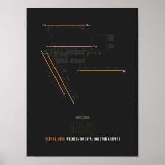 IAH - Houston Airport Runway Diagramm Art Poster