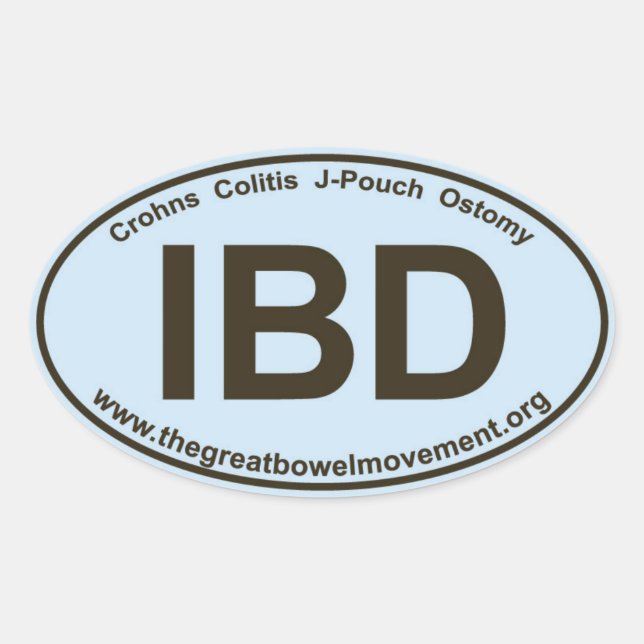 IBD - Crohns Colitis - Oval Sticker - Blau/braun (Vorderseite)