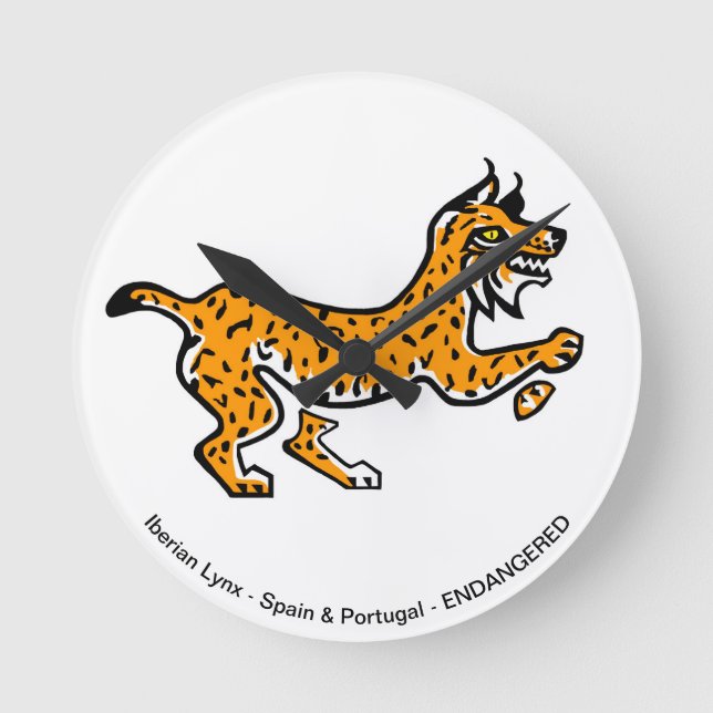 Iberischer LYNX - gefährdete Tiere - Wildtiere Runde Wanduhr (Vorderseite)
