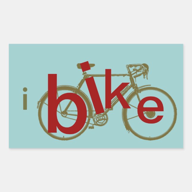 ibike ~ love cycling rechteckiger aufkleber (Vorderseite)