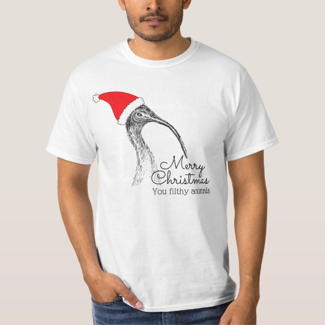 Ibis / Bin Chicken Frohe Weihnachts-Filthy-Animals T-Shirt (Vorderseite)