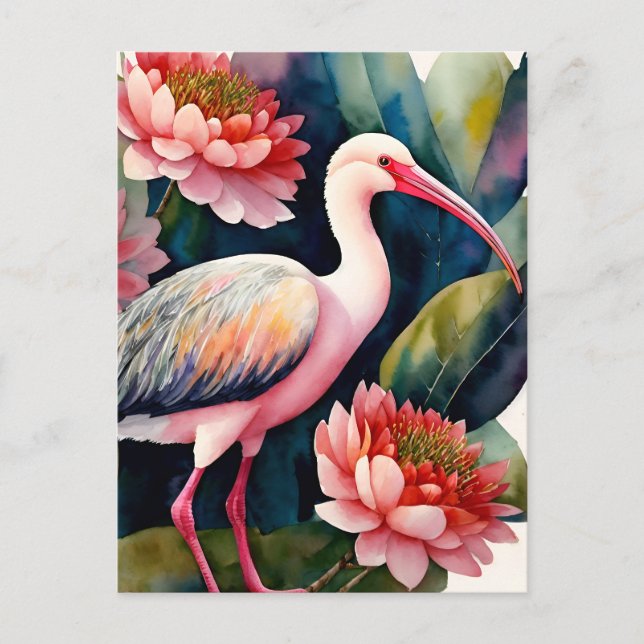Ibis Floral Watercolor Art Postkarte (Vorderseite)