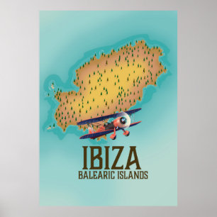 Ibiza Balearen Inseln Karte Poster