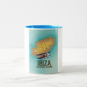 Ibiza Balearen Inseln Kartenposter Zweifarbige Tasse