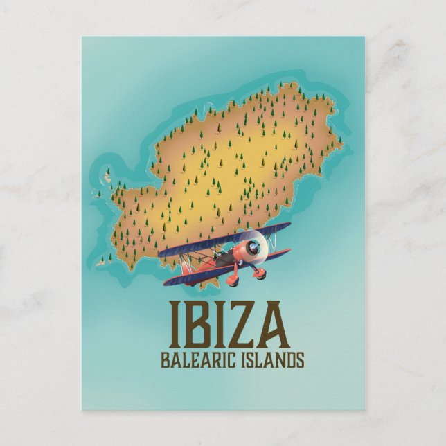 Ibiza Baleareninseln Kartenplakat Postkarte (Vorderseite)