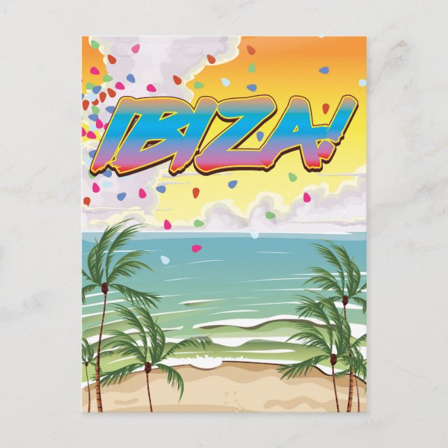 Ibiza Beach Party Reiseplakat Postkarte (Vorderseite)
