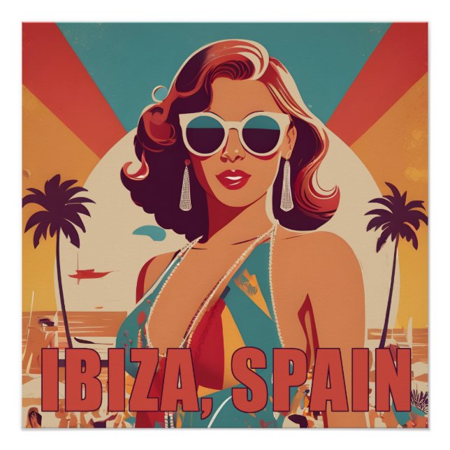 Ibiza, Espagne Affiche de voyage (Devant)