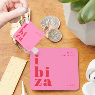 Ibiza España Moderne Typografie rosa Schlüsselanhänger