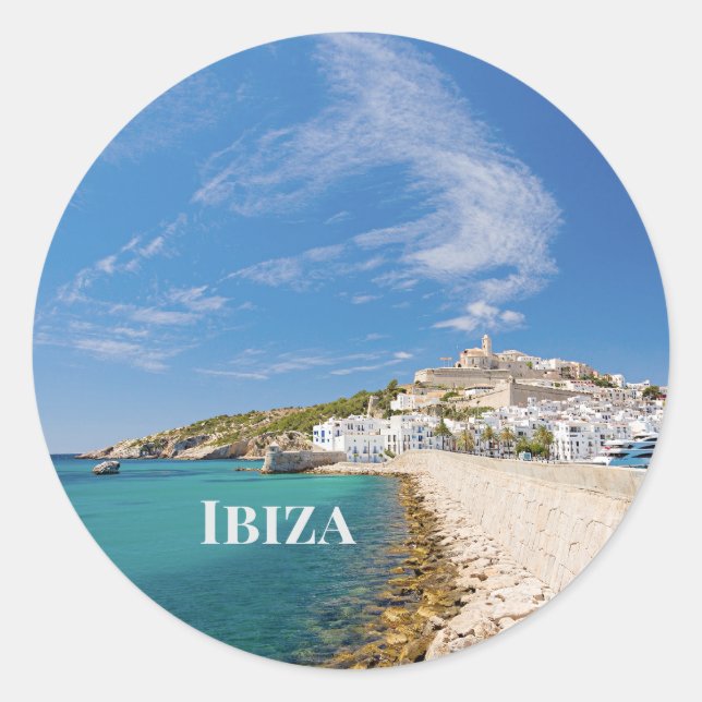 Ibiza, landschaftliche Aussicht, Spanien Runder Aufkleber (Vorderseite)