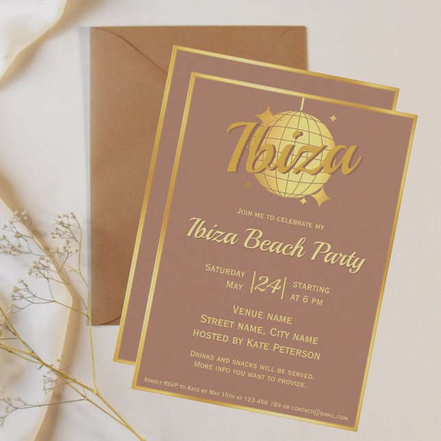 Ibiza-Mousse: Goldene Diskothek Einladung (Von Creator hochgeladen)