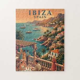 Ibiza-Puzzle, Vintage-Reiseszene, Spanien, Sonne