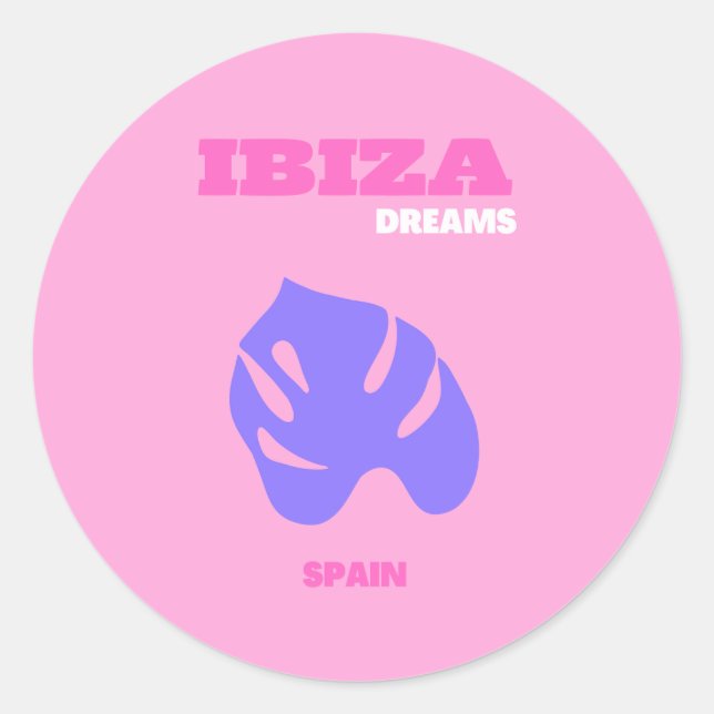 Ibiza, Reisekunst, Preppy, Preppy Room, Pink Runder Aufkleber (Vorderseite)