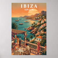 Ibiza-Reiseposter im Vintage-Stil Spanische Insel
