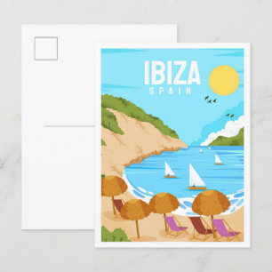 Ibiza Spain Art Vintage Postkarte