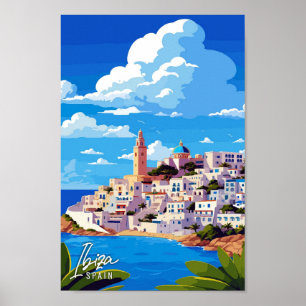 Ibiza Spain Art vintage Reise Illustration Poster