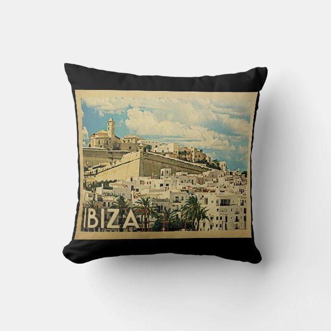 Ibiza Spain Vintage Travel Kissen (Vorderseite)