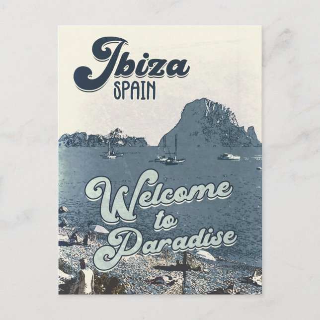 Ibiza Spain Vintage Travel Poster Postkarte (Vorderseite)