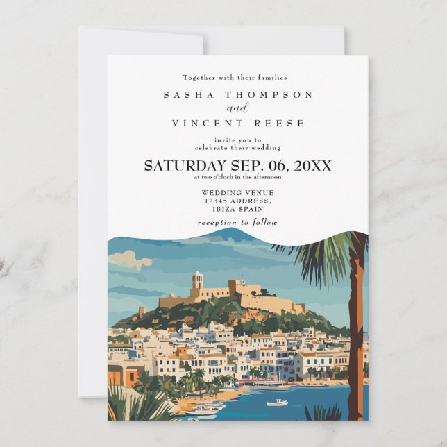 Ibiza Spain Wedding Invitation Retro (Devant)