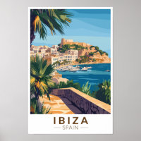 Ibiza Spanien Illustration Reisen Vintag